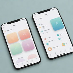 Design a soothing and user-friendly mental health application interface with a calming color palette, icons for meditation, therapy and tracking emotions.