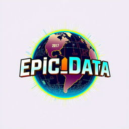 An eye-catching and modern logo for "Epic_Data", an Instagram account dedicated to metrics, anniversaries, and statistics for all Universal Parks around the world