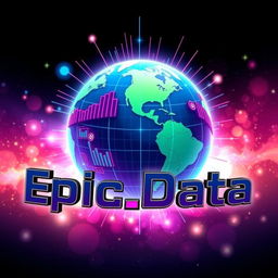 An eye-catching and modern logo for "Epic_Data", an Instagram account dedicated to metrics, anniversaries, and statistics for all Universal Parks around the world