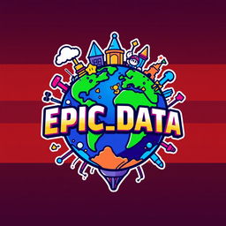 A dynamic and vibrant logo for "Epic_Data", an Instagram account focused on metrics, anniversaries, and statistics for all Universal Parks around the world