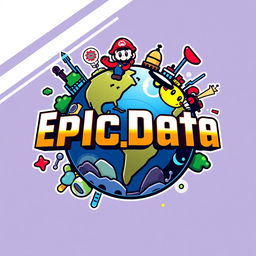 A dynamic and vibrant logo for "Epic_Data", an Instagram account focused on metrics, anniversaries, and statistics for all Universal Parks around the world