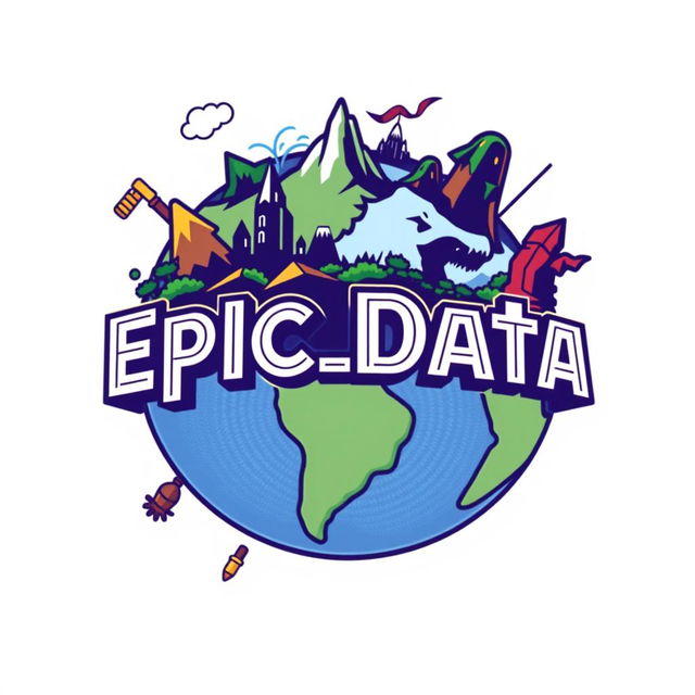 A vibrant and engaging logo for "Epic_Data", an Instagram account dedicated to metrics, anniversaries, and statistics for all Universal Parks around the world