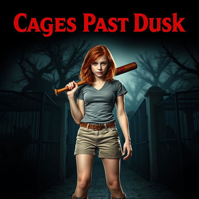 A dramatic movie poster featuring a beautiful teenage redhead with medium-length hair, holding a bloody baseball bat in her hand