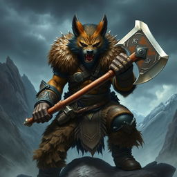 A fierce depiction of a wolverine Dungeons & Dragons character, envisioned as a formidable barbarian