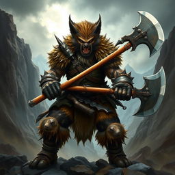 A fierce depiction of a wolverine Dungeons & Dragons character, envisioned as a formidable barbarian