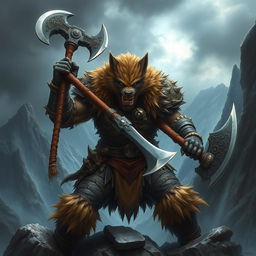 A fierce depiction of a wolverine Dungeons & Dragons character, envisioned as a formidable barbarian