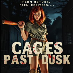 An intriguing movie poster featuring a beautiful teenage redhead with medium-longer hair, brandishing a bloody baseball bat in her hand