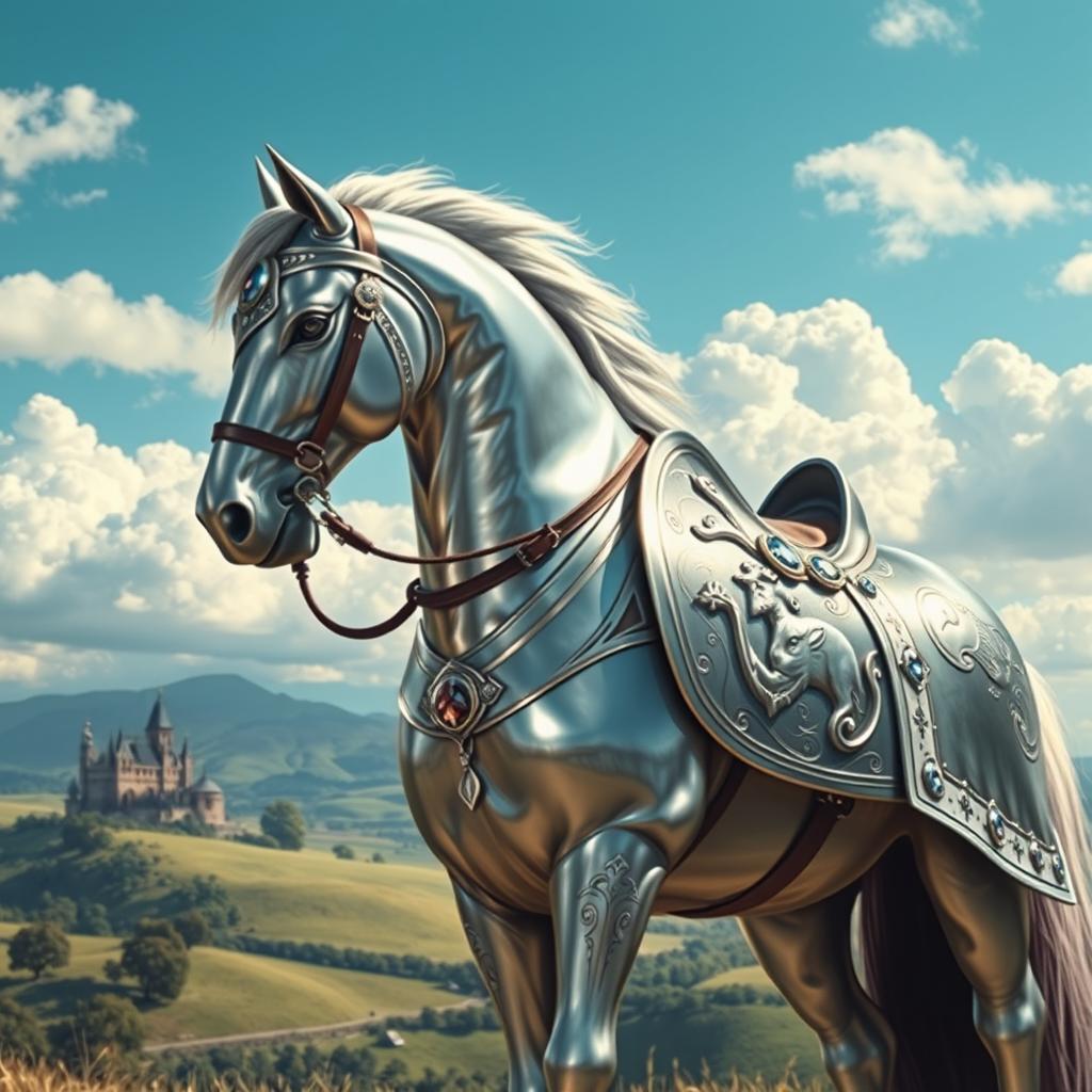 A majestic depiction of a horse Dungeons & Dragons character, imagined as a noble paladin