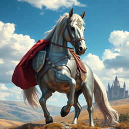 A majestic depiction of a horse Dungeons & Dragons character, imagined as a noble paladin