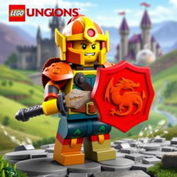 A creative depiction of a LEGO Dungeons & Dragons character, designed as a brave warrior