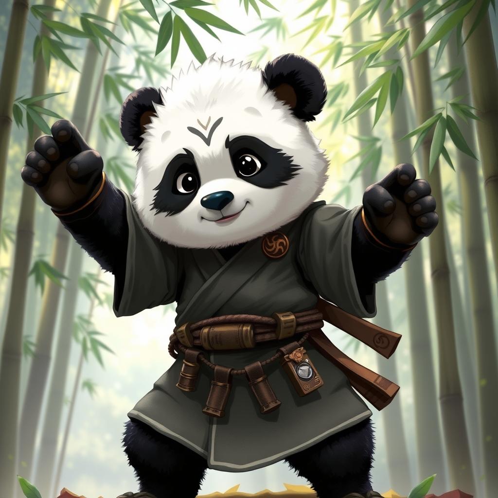 A delightful depiction of a panda Dungeons & Dragons character, envisioned as a courageous monk