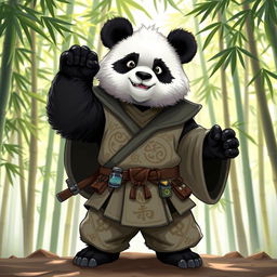 A delightful depiction of a panda Dungeons & Dragons character, envisioned as a courageous monk