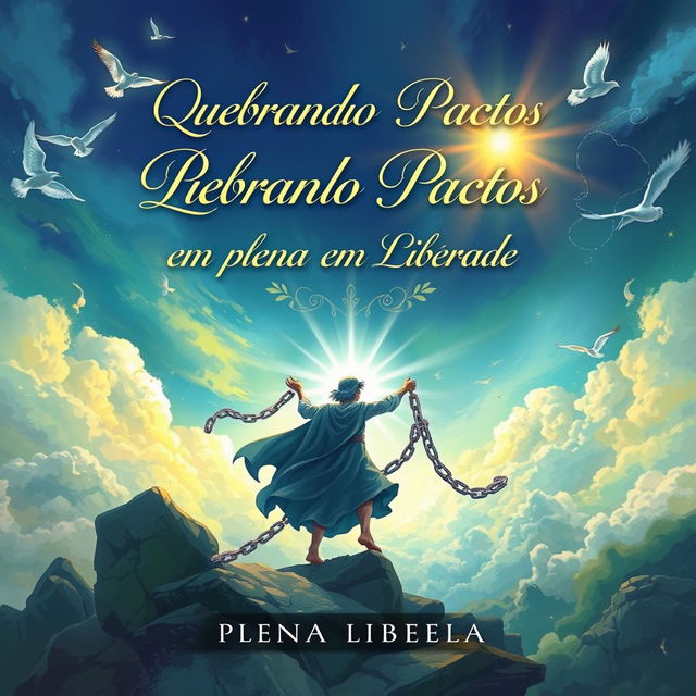 A captivating and mystical ebook cover illustration for the title 'Quebrando Pactos e Vivendo em Plena Liberdade'