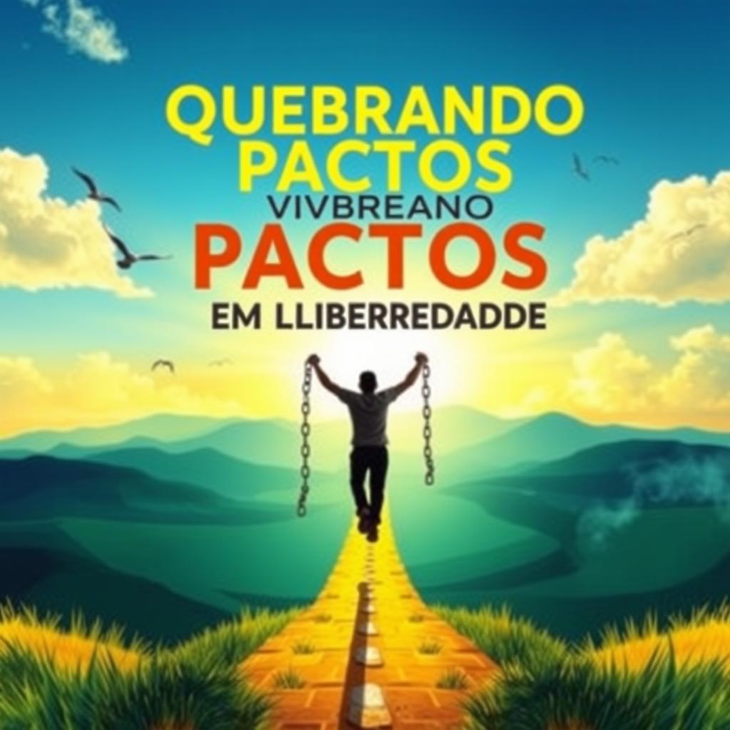 An artistic and vibrant ebook cover design for the title 'Quebrando Pactos e Vivendo em Plena Liberdade'