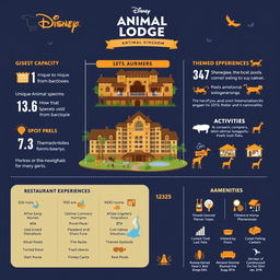 An engaging and informative infographic showcasing detailed metrics and statistics about Disney's Animal Kingdom Lodge hotel