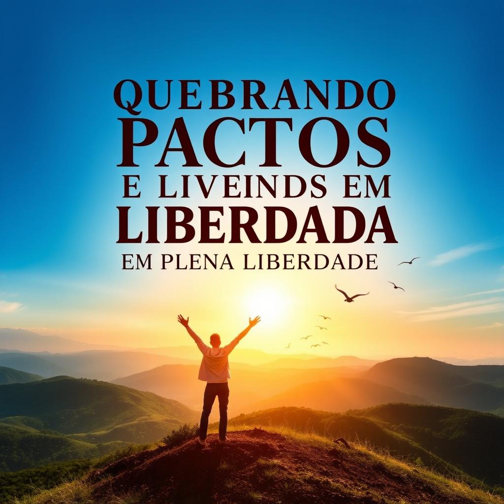 A captivating ebook cover design featuring the title "Quebrando Pactos e Vivendo em Plena Liberdade" in bold, elegant typography