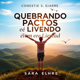 A captivating ebook cover design featuring the title "Quebrando Pactos e Vivendo em Plena Liberdade" in bold, elegant typography