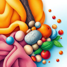 An intricate and colorful illustration representing tactile sensations