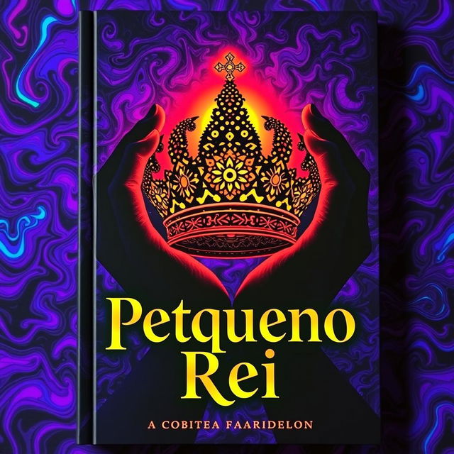 A dark psychedelic book cover featuring two shadowy hands holding an intricate crown