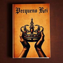 A medieval-style book cover featuring two shadowy hands holding an ornate crown