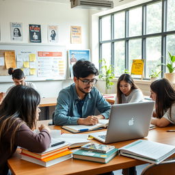 Overview of study organization for leveling courses at UCE (Universidad Central del Ecuador), specifically featuring a student named Santi