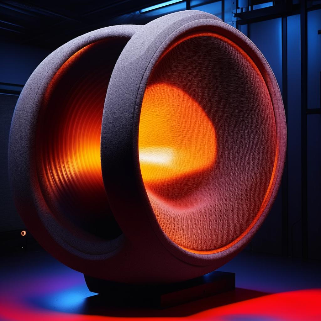 An intense fusion bass tube, 30 inches in diameter, vibrating with powerful sub-bass waves