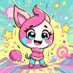 A vibrant fan art illustration of Pibby, the adorable animated character known for her energetic demeanor and quirky nature