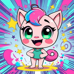 A vibrant fan art illustration of Pibby, the adorable animated character known for her energetic demeanor and quirky nature