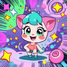 A vibrant fan art illustration of Pibby, the adorable animated character known for her energetic demeanor and quirky nature