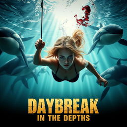 A captivating movie poster featuring a young woman with dirty blonde hair diving gracefully into a crystal-clear tank of water