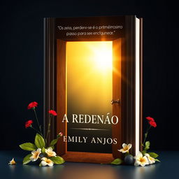 A beautiful book cover design featuring a partially open door with bright light shining through, symbolizing the transition from darkness to light