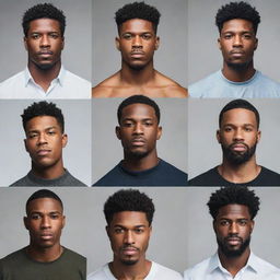 A set of different men confidently gracing their spaces exhibiting power, strength, and determination in their demeanor and environment.