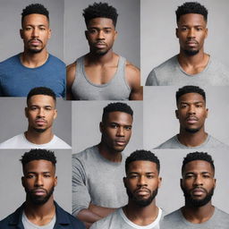 A set of different men confidently gracing their spaces exhibiting power, strength, and determination in their demeanor and environment.