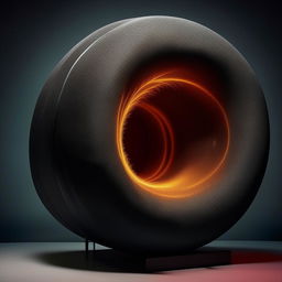 An intense fusion bass tube, 30 inches in diameter, vibrating with powerful sub-bass waves