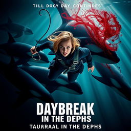 A gripping movie poster showcasing a scene with blood swirling in the water of a marine park tank