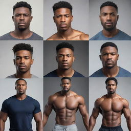 A set of different men confidently gracing their spaces exhibiting power, strength, and determination in their demeanor and environment.