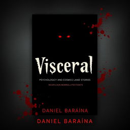 A dark and chilling book cover design for a collection of psychological and cosmic horror stories titled 'Visceral' by Daniel Baraúna