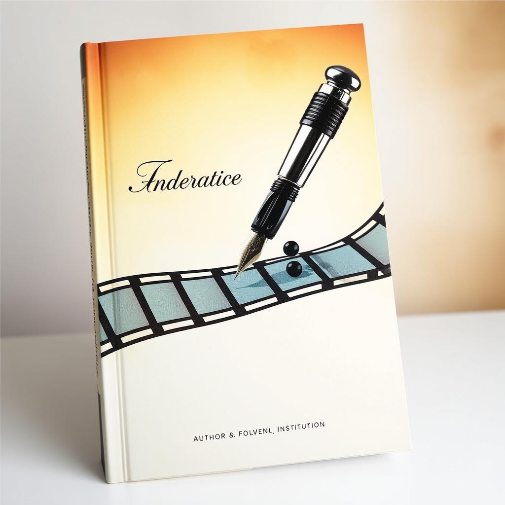 A visually engaging book cover that showcases a fountain pen elegantly drawing a continuous trail of ink that gradually transforms into film strips, symbolizing the transition from literary works to film and television