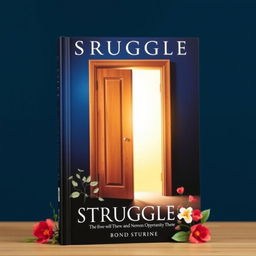 A beautifully designed book cover featuring a partially open door with bright light streaming through, symbolizing the transition from darkness to light, representing new opportunities and hope