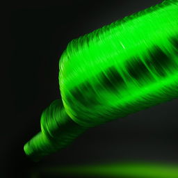 The same fusion bass tube, vibrantly green, vibrating with powerful sub-bass waves