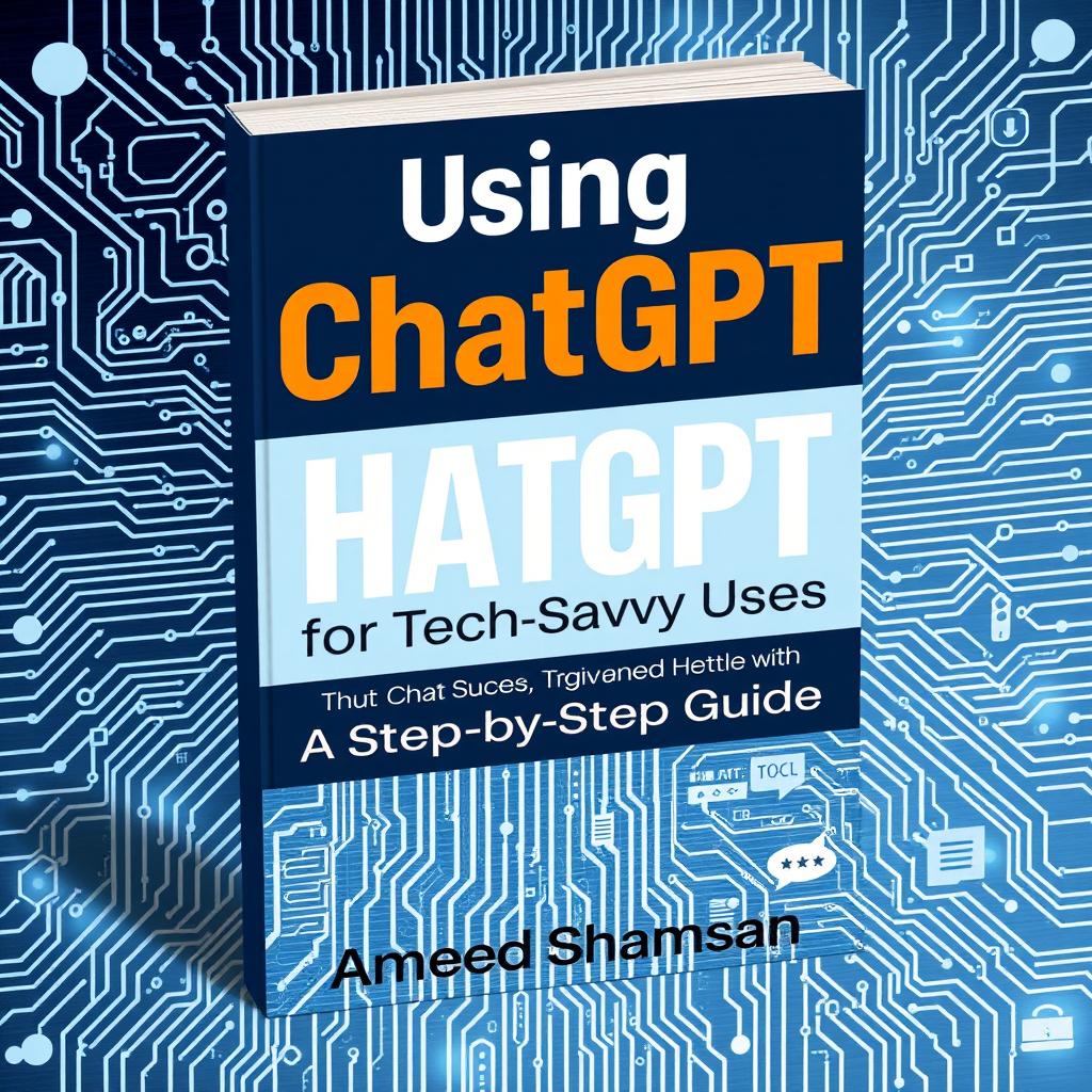 A clean, modern book cover design for 'Using ChatGPT for Tech-Savvy Users: A Step-by-Step Guide' by Ameed Shamsan