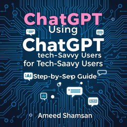 A clean, modern book cover design for 'Using ChatGPT for Tech-Savvy Users: A Step-by-Step Guide' by Ameed Shamsan