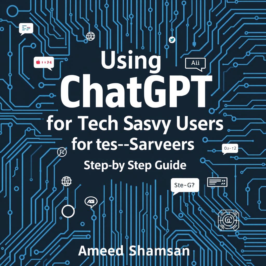 A clean, modern book cover design for 'Using ChatGPT for Tech-Savvy Users: A Step-by-Step Guide' by Ameed Shamsan