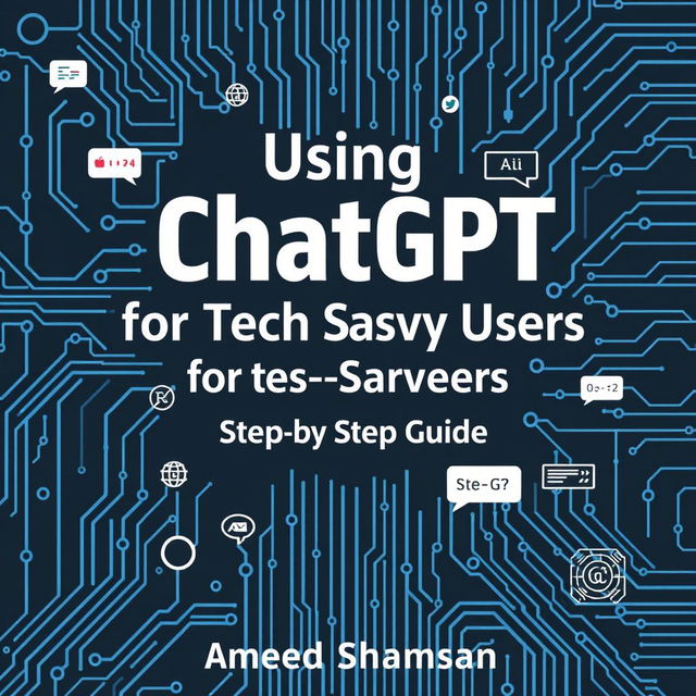 A clean, modern book cover design for 'Using ChatGPT for Tech-Savvy Users: A Step-by-Step Guide' by Ameed Shamsan