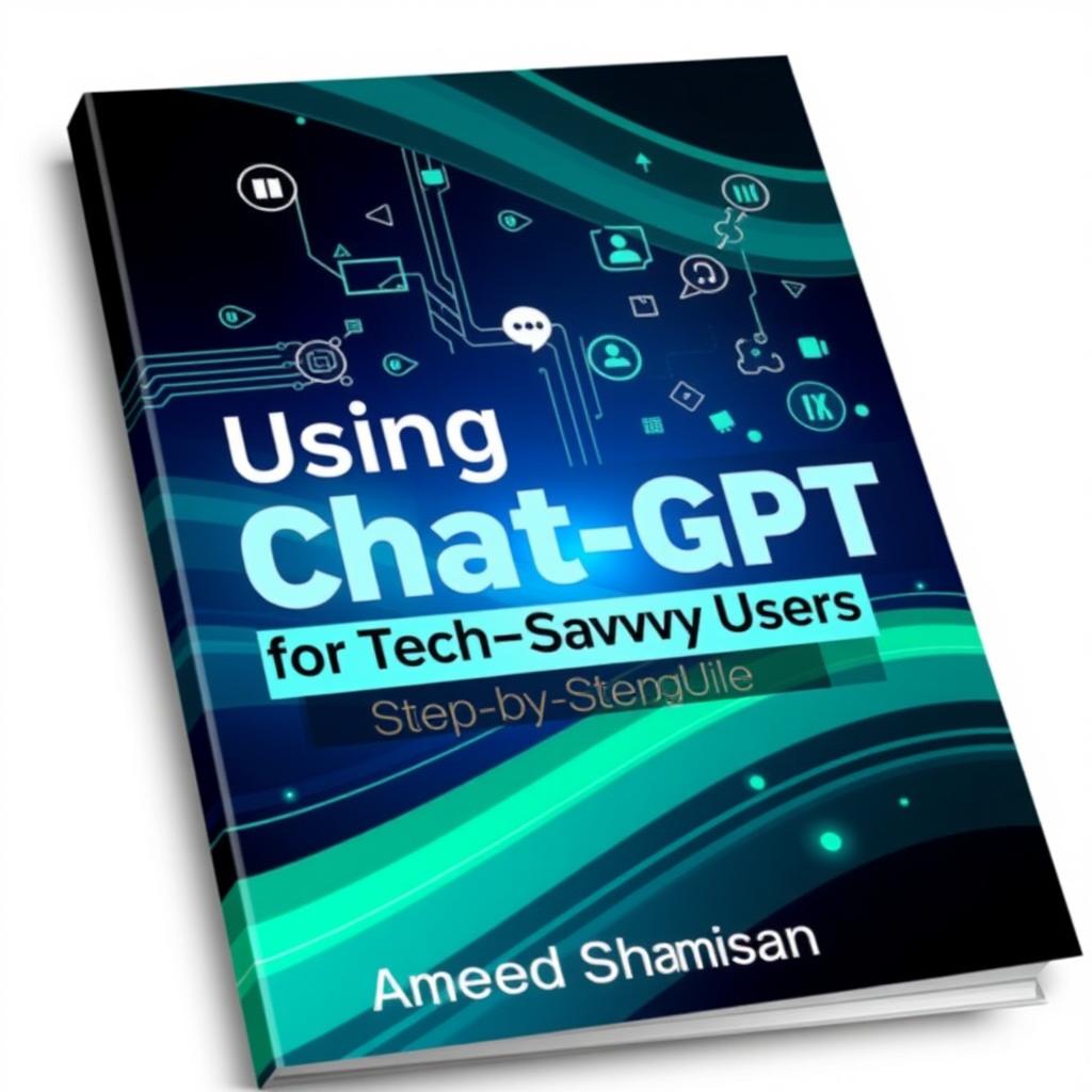 A modern book cover design for 'Using Chat-GPT for Tech-Savvy Users: A Step-by-Step Guide' by Ameed Shamsan