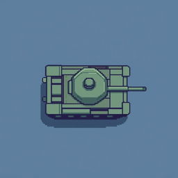 A pixel art representation of a top-down view tank, crafted in a retro 16-bit style with a resolution of 16x16 pixels