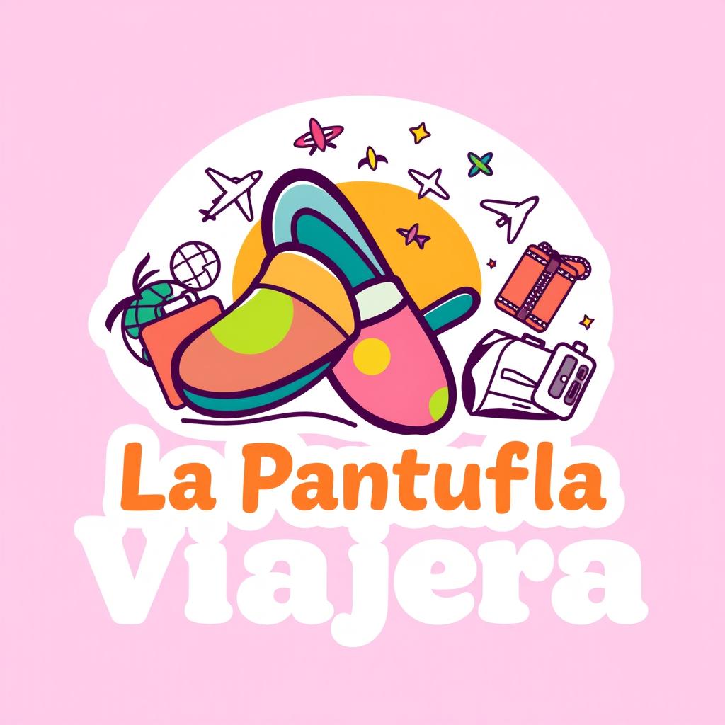 A creative logo design for 'La Pantufla Viajera,' a travel agency