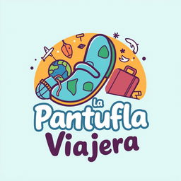 A creative logo design for 'La Pantufla Viajera,' a travel agency