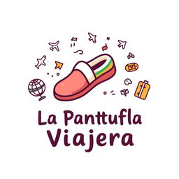 A creative logo design for 'La Pantufla Viajera,' a travel agency