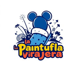 A playful and imaginative logo design for 'La Pantufla Viajera,' a travel agency focused on Disney and Universal parks including cruises